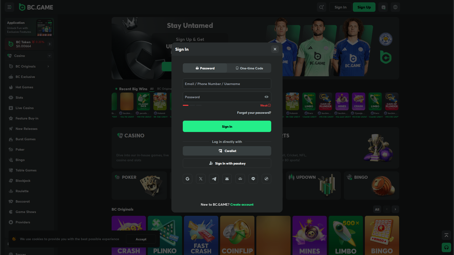 BC.Game Casino Homepage